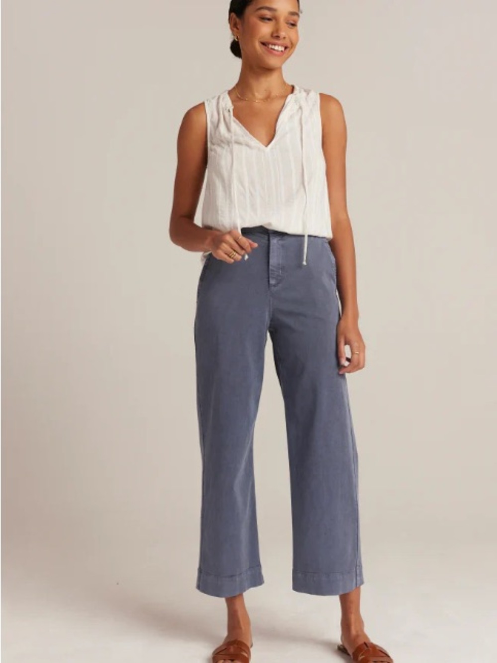 Bella Dahl Saige wide leg stretch crop jean in Blue Marina size 27